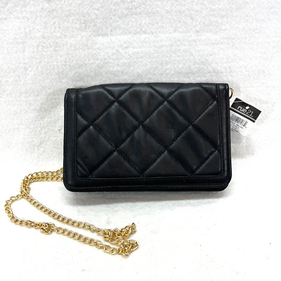 Rue21 Bandolera Bolso de Hombro Cartera con Correa de Cadena Dorada - Acolchado Negro Foto 1 de 4