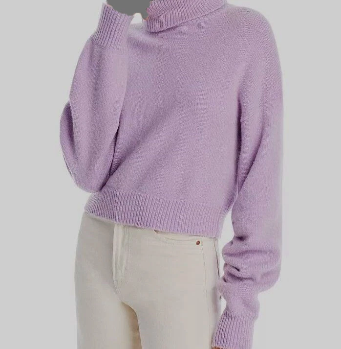 A.L.C. Women's Purple Taryn Wool-Blend Turtleneck Sweatshirt Sweater Size M