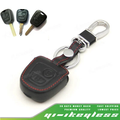 Funda de cuero con soporte para llave remota Peugeot 207 307 407 607 206 306 405 807 Foto 1 de 4