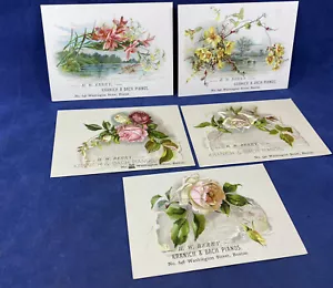 5 tarjetas comerciales victorianas Kranich & Bach pianos C1885 - H.W. Berry, BOSTON - Imagen 1 de 9