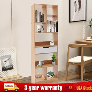 Wood Storage Organizer Bookcase 8 Shelves Cube Home Office Display Bookshelf NEW - Picture 1 of 12