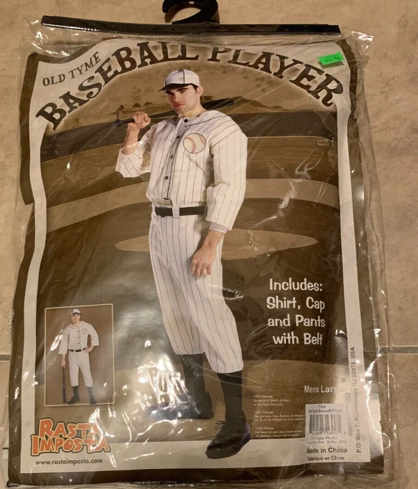 Old Tyme Uniforme de Jugador de Béisbol Hombre Adulto Disfraz NUEVO Embalaje al por menor Grande Foto 1 de 3