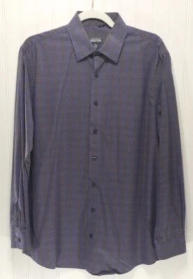 KENNETH COLE Reaction Mens Size 16 34/35 Striped Check Cotton Dress Shirt - Image 1 of 4