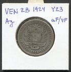 Venezuela 2 bolivares 1924 10 grams Bolivar Y#23 Silver aF/VF