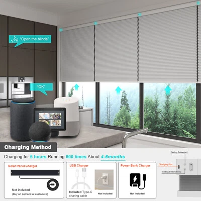 Electric Cellular Shade for Window Blackout Motorized Blinds Easy Installation - Image 1 of 4