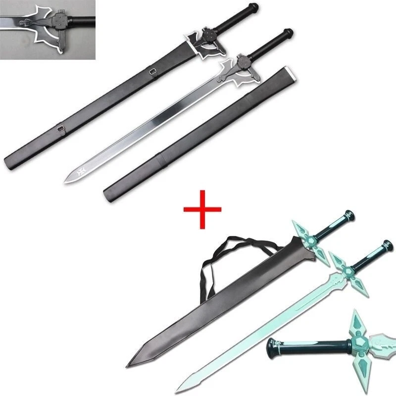 RAZOR SHARP 41" SAO Kirito Sword Elucidator + Dark Repulsor REAL SWORD COMBO - Image 1 of 1