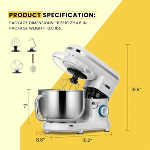 Stand Mixer 6QT 10-Speed Tilt-Head Kitchen Electric Food Mixer Bowl with Handle - Picture 1 of 40
