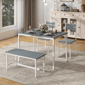 Modern Dining Table Set 4 Seats Set Metal Frame Kitchen Home Bar Space Saving - Picture 1 of 9
