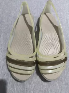 Crocs Isabella Huarache 2 Beigh Mix strappy slip on sandals W7 Uk 5 - Picture 1 of 7