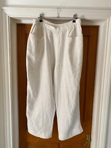 Pantalone relax Boheme 100% lino bianco taglia 3 (XL) vita elasticizzata gamba larga - Foto 1 di 8