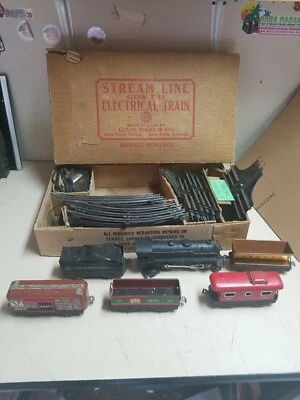 MARX Stream Line Steam Type TIN Train No 9923 O-27 Gauge Track * 1951 MARLINES - Image 1 of 4