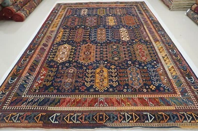 10 x 14 ft Navy Blue Samarkand Afghan Hand Knotted Wool Oriental Rug - Image 1 of 4