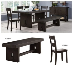 ACME Haddie Rustic Design Distressed Walnut Finish 18"H Bench / 38"H Side Chair - Picture 1 of 4