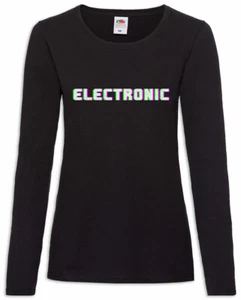 Electronic Glitch Damen Langarm T-Shirt Audio Synthesizer Wave Electro DJ MC - Picture 1 of 1
