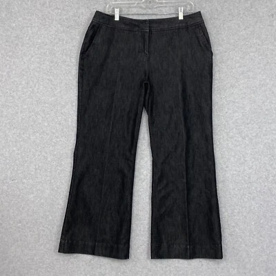 Kenneth Cole Reaction Pants Womens 14 Black Denim Look Wide Bootcut Stretch - Image 1 of 4