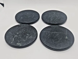 Green/Black Marble Set of 4 Pieces Round Coasters - Picture 1 of 9
