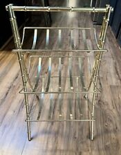 Vintage Mid Century Modern 3-Tier Wire Metal Magazine or Towel Rack Stand Gold