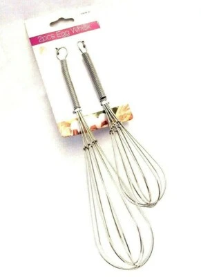 Pack Of 2 Whisks Stainless Steel Kitchen for Rapid Eggs Sauces 2 Sizes, - Image 1 of 2