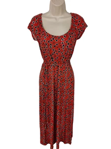 WOMENS DOROTHY PERKINS ORANGE FLORAL DRESS BELTED LIGHTWEIGHT LONG SIZE UK 10 - Picture 1 of 4