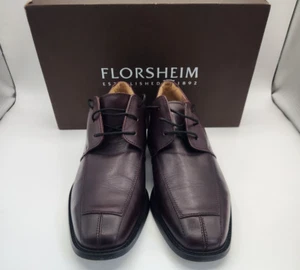 Zapatos de vestir Florsheim Ashlin Derby Oxford para hombre 11.5D cuero borgoña puntera - Imagen 1 de 24