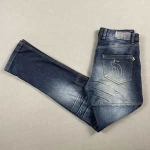 Pantalones de mezclilla elásticos de pierna recta forrados con Kevlar 32x35 Drayko para motocicleta usados en excelente estado - Imagen 1 de 17
