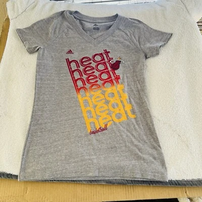 Adidas T shirt Youth Large gray Miami Heat NBA Basketball Short Sleeve - Image 1 of 4
