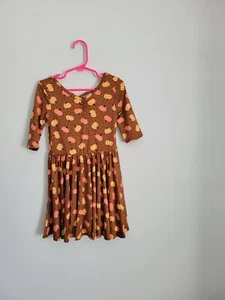 3T/4T Kleid Punkte Punkte Smile Mädchen Kleinkind braun mit orange Kürbis Ballerina NEU - Bild 1 von 2