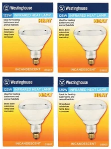 Westinghouse 0390748 125 Watt R40 Clear Infrared Heat Lamp Bulbs - Pack of 4 - Picture 1 of 3