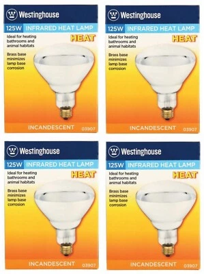 Westinghouse 0390748 125 Watt R40 Clear Infrared Heat Lamp Bulbs - Pack of 4 - Image 1 of 3