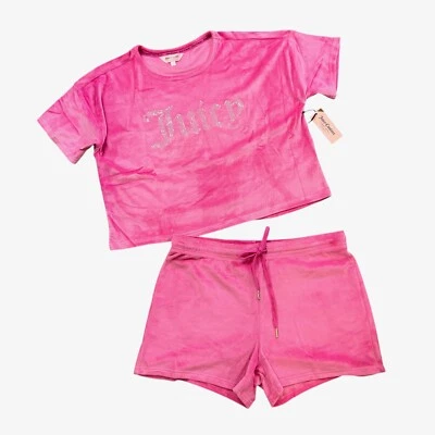 Juicy Couture Pajama Set Womens L Large Elite Pink Sleepwear Short Sleeve Short - Image 1 of 4