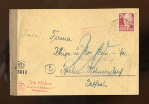 SBZ Nr.220 BRIEF NACHGEBÜHR ZENSUR SIEGMAR-SCHÖNAU 8.6.1949 !!! (970837) - Picture 1 of 2