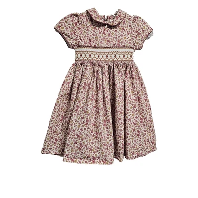 Luli & Me Girl Mulberry Smocked Floral Dress Size 5 - Image 1 of 4