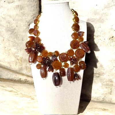 J. Collar CREW Vintage Tono Ámbar Lucita Declaración JC543 Foto 1 de 4