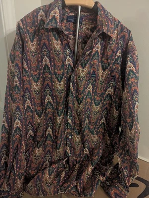 Vintage Guess Shirt Mens Large Red Georges Marciano Button Up Art Retro Y2K - Image 1 of 4