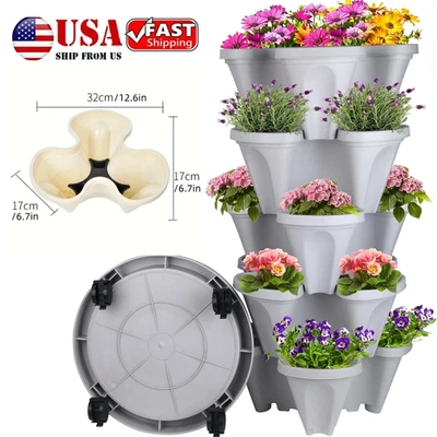 Maceta vertical 5 niveles apilables con ruedas y herramientas maceta torre jardín Foto 1 de 4