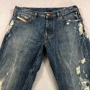 Vintage Diesel Jeans Herren 36x28 Blau Mharky Slim Distressed Verblasst Y2K Baumwolle Italien - Bild 1 von 18