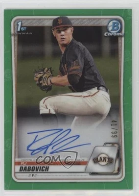 2020 Bowman Draft Chrome Picks Green Refractor /99 RJ Dabovich #CDA-RDA Auto - Image 1 of 2