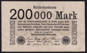 Billete de papel moneda antiguo de colección Alemania 200000 marcos 1923 selección de 100 en muy buen estado - Imagen 1 de 2