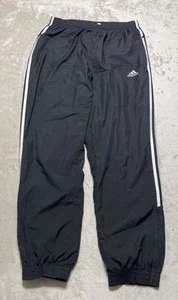 Adidas Track Pants Men's XL Black Lined Ankle Zip 3 White Stripe Vintage - Picture 1 of 15