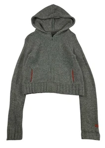 Vintage Y2K Abercrombie & Fitch Knit Hoodie Sweater Size Medium Brown Lambs Wool - Picture 1 of 10