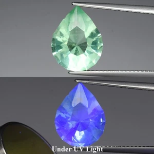 π 5.46ct 13.8x10.8mm Custom Cut Natural Fluorite - Color Change Under UV Light - Picture 1 of 6