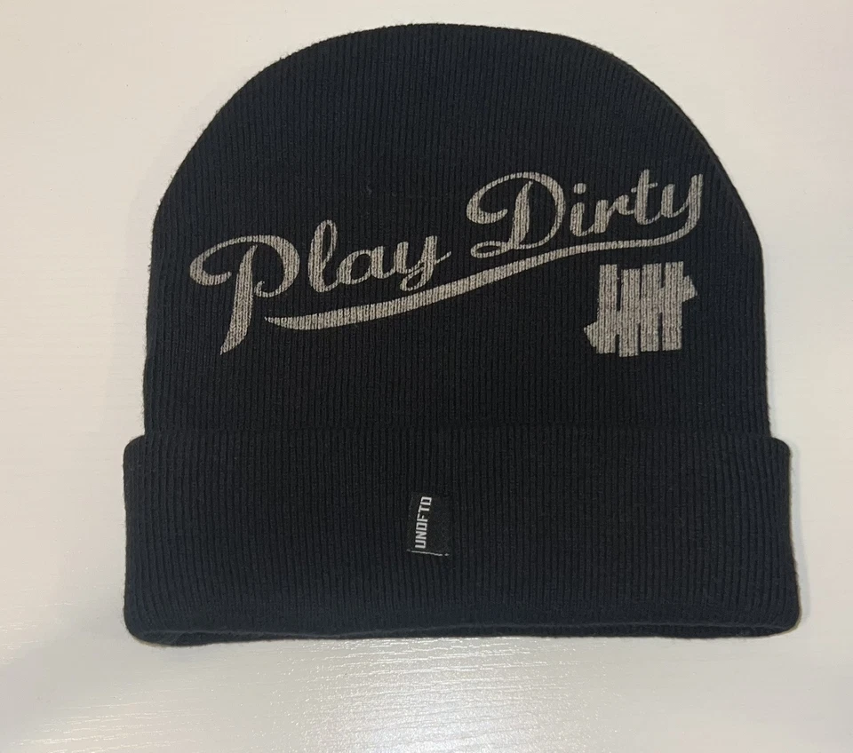 Undefeated Black Play Dirty Beanie Cap OSFA UNDFTD Cotton Acrylic Blend Hat - Image 1 of 4