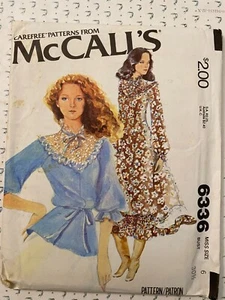 ⭐️VTG McCalls Sewing Pattern 6336 BOHO Misses Top or Dress Sz 6 UC - Picture 1 of 2