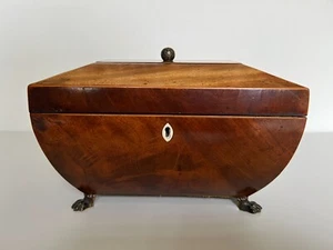 Antike Mahagoni Teedose mit 2 Zinn Einsatz Box, 10" x 8" x 7" hoch - Bild 1 von 11