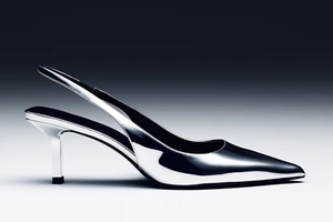 NWT H&M '23 Holiday Metallic Silver Pointed Kitten Heel Slingbacks Sz 7, 8, 10 - Picture 1 of 4