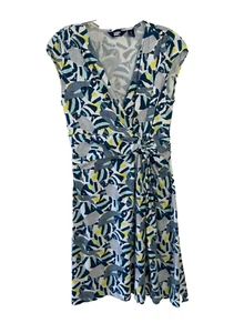 Land's End womens Faux wrap dress size S 6-8 tropical fish resortwear vacation - Picture 1 of 8