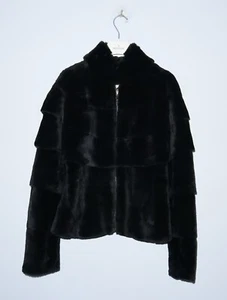 ACASTA Womens Black Real Fur Leather Jacket Size EU38 IT42 UK12 - Picture 1 of 10