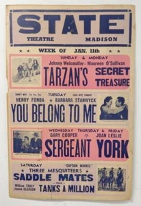 Madison Me. 1942 Staatstheater Filmplakat Johnny Weismüller Tarzan Henry Fonda - Bild 1 von 4