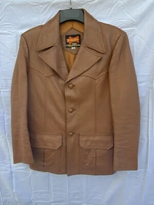 Vintage Golden State Leather Blazer Jacket Sz 40 70s Retro Disco Costume - Picture 1 of 15
