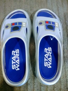 Star Wars Weltraum Neuheit Disney silber blau R2 D2 Sludes Sandale Herren Größe 12 neu - Bild 1 von 13